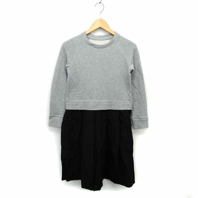 【中古】マカフィー MACPHEE トゥモローランド ワンピース フレア ひざ丈 切替 スウェット シルク混 ラグランスリーブ リブ 長袖 38 グレー /NT10 レディース 【ベクトル 古着】 230810