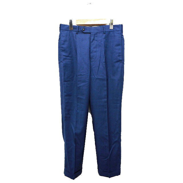 【中古】センタープレス パンツ スラックス ロールアップ 無地 ウール 42 ブルー 青 /FT5 N レディース 【ベクトル 古着】 230720