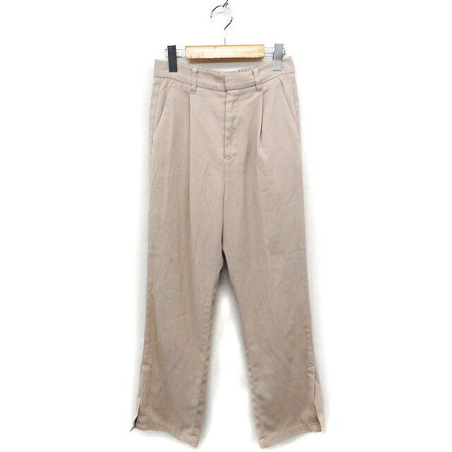 【中古】ローリーズファーム LOWRYS FARM タック スリット ストレート パンツ 無地 M ベージュ /FT34 レディース 【ベクトル 古着】 230727