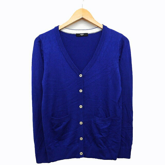 【中古】ニコルセレクション NICOLE Selection ニット カーディガン 刺繍 シンプル 切替リブ 長袖 Vネック FREE ブルーパープル 青紫 /HT4 レディース 【ベクトル 古着】 230802(4)