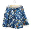 【中古】ナチュラルビューティーベーシック NATURAL BEAUTY BASIC タック フレア キュロット パンツ ショート丈 総柄 S ブルー 青 /FT...
