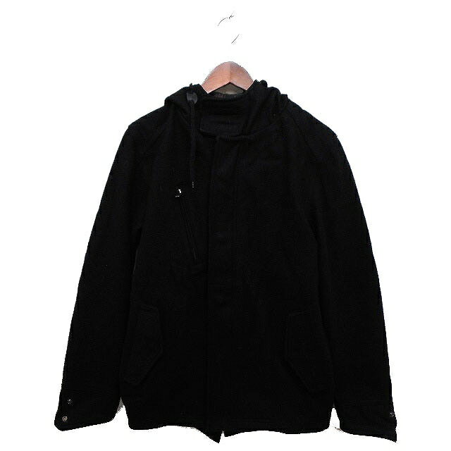 【中古】h djhonda フーデッド ジャケット パーカー アウター 無地 ウール M ブラック 黒 /FT7 メンズ 【ベクトル 古着】 230902