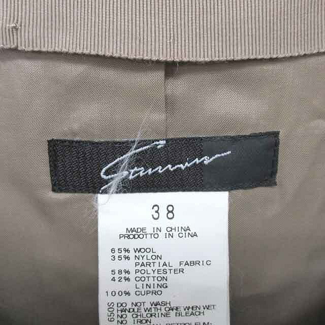 【中古】スタニングルアー STUNNING LURE ノーカラー コート ロング アウター ダブルボタン ウール 総裏地 38 カーキ /TT30 レディース 【ベクトル 古着】 230908