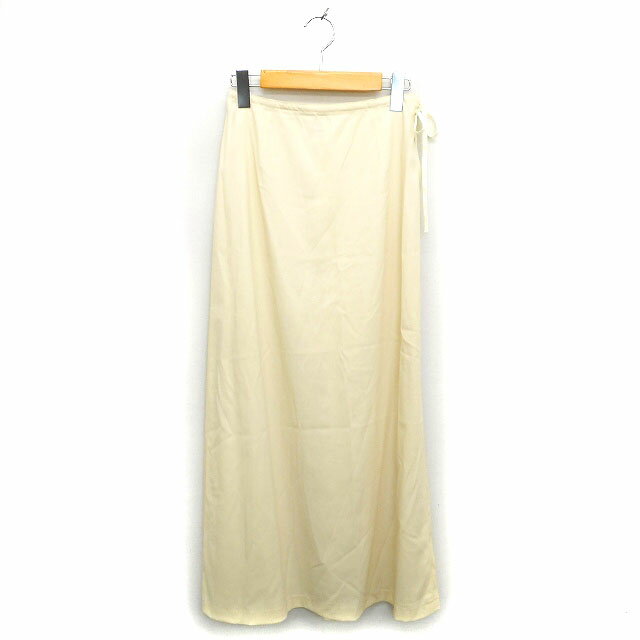 【中古】コムサ COMME CA スカート フレア ロング マキシ丈 ウール混 透け感 リボン 7 クリーム /NT34 レディース 【ベクトル 古着】 230915
