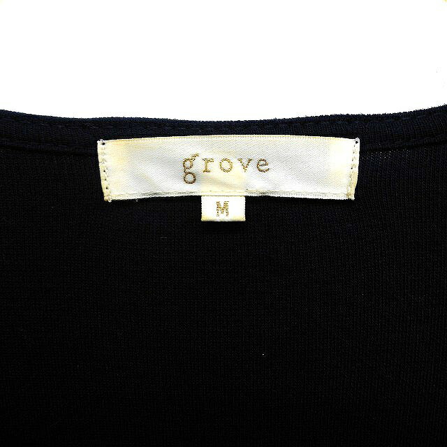 【中古】グローブ grove 切替 レース ワンピース 長袖 ひざ丈 Aライン M ネイビー 紺 /FT31 レディース 【ベクトル 古着】 230920