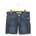 【中古】ユニクロ UNIQLO BOYFRIEND デニム ジーンズ ハーフパンツ ウォッシュ加工 ジップフライ 24 紺 インディゴ /TT26 レディース ...
