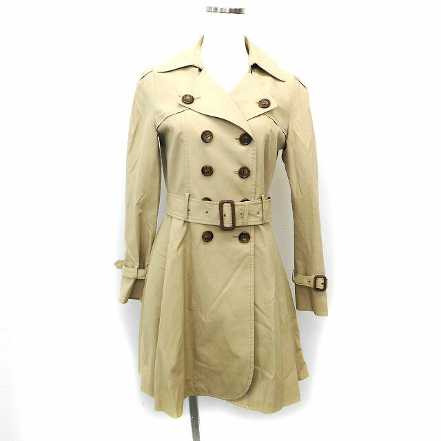 【中古】リッチミー Riccimie トレンチ コート アウター ミドル ダブル ベルト フレア 0 ライトブラウン /NT20 レディース 【ベクトル 古着】 230927