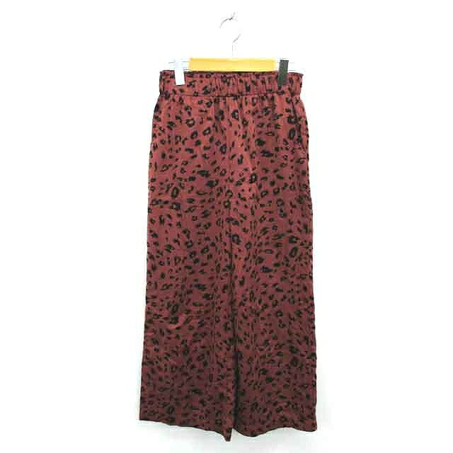 【中古】ディスコート Discoat ハイウエスト パンツ ロング ストレート 総柄 薄手 F ブラウン ブラック 茶 黒 /TT33 レディース 【ベクトル ...