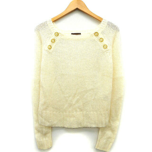 Square Neck - 【中古】オリーブデオリーブ OLIVE des OLIVE セーター ニット シンプル ボタン 切替リブ ラグランスリーブ 長袖 スクエアネック モヘヤ混 ライトベージュ /HT22 レディース 【ベクトル 古着】 230927
