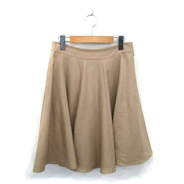【中古】アナイ ANAYI フレア スカート ひざ丈 薄手 無地 シンプル サイドジップ 38 ベージュ 茶 /TT27 レディース 【ベクトル 古着】 230928