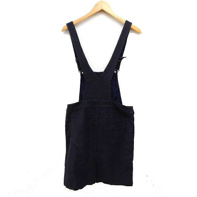 【中古】ベイフロー BAYFLOW コーデュロイ ジャンパースカート サロペットスカート 台形 ひざ丈 無地 コットン 綿 3 ネイビー 紺 /FT43 レディース 【ベクトル 古着】 230930