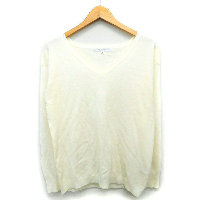 【中古】マーキュリーデュオ MERCURYDUO セーター ニット 無地 シンプル 切替リブ 長袖 Vネック F クリーム /HT17 レディース 【ベクトル 古着】 231006