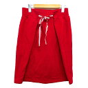 【中古】レブリカブラック Les Briqu'a braque ビームスボーイ BEAMS BOY 台形 スカート 膝丈 裏起毛 リボン タック 切替リブ 綿混 レッド 赤 /HT7 レディース 【ベクトル 古着】 231019(4)