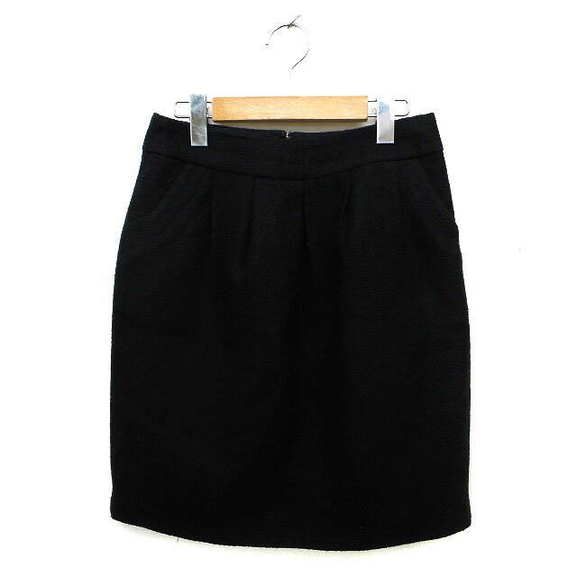 【中古】ロペピクニック ROPE Picnic スカート タイト ひざ丈 タック サイドジップ 無地 36 黒 ブラック /NT3 レディース 【ベクトル 古着】 231025