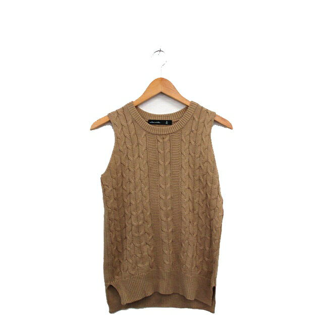 【中古】アズノウアズ ドゥバズ as know as de base ニット ベスト プルオーバー シンプル ベージュ /K..