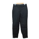 【中古】クイーンズコート QUEENS COURT テーパード パンツ 無地 シンプル ブラックパール装飾 綿混 1 ブラック 黒 /HT18 レディース 【ベ...
