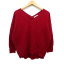 【中古】ジーナシス JEANASIS セーター ニット 無地 シンプル 切替リブ 長袖 Vネック 綿混 F クリムゾン 紅 /HT29 レディース 【ベクトル 古着】 231129