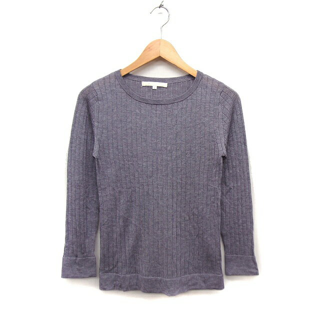 【中古】ナチュラルビューティー NATURAL BEAUTY リブ ニット セーター 長袖 丸首 ウール混 36 グレー ..