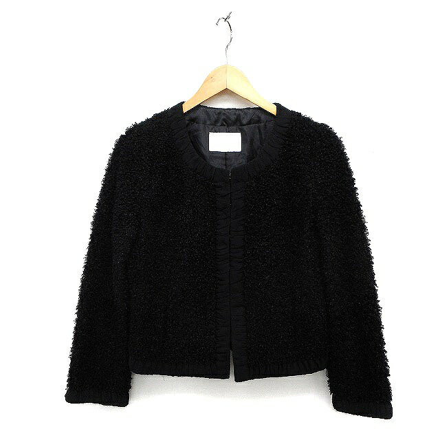 【中古】anna vita アンナヴィータ ノーカラー ジャケット アウター もこもこ 11 ブラック 黒 /FT36 レディース 【ベクトル 古着】 231207