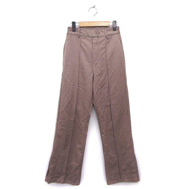 【中古】レトロガール RETRO GIRL パンツ ストレート スリット ゆったり 無地 M グレージュ /NT10 レディース 【ベクトル 古着】 231215