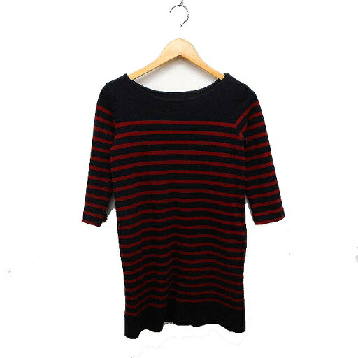 【中古】メルチェリア ドレステリア Merceria Dressterior ボーダー柄 ニット チュニック 七分袖 ボートネック ウール ネイビー 紺 レッド 赤 /FT37 レディース 【ベクトル 古着】 231123 【中古】メルチェリア ドレステリア Merceria Dressterior ボーダー柄 ニット チュニック 七分袖 ボートネック ウール ネイビー 紺 レッド 赤 /FT37 レディース 【ベクトル 古着】 231123