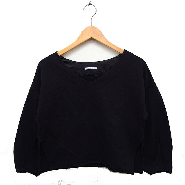 【中古】エマテイラー Emma Taylor スウエット カットソー 七分袖 Vネック 無地 コットン 綿 F ブラック 黒 /FT43 レディース 【ベクトル 古着】 240115(4)