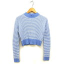 【中古】ムルーア MURUA ニット セーター リブ ショート モックネック ボーダー 長袖 M 青 ブルー /NT25 レディース 【ベクトル 古着】 240117(4)