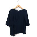 【中古】グローバルワーク GLOBAL WORK カットソー シフォン アシンメトリー タック ボートネック 七分袖 M 紺 ネイビー /NT13 レディース 【ベクトル 古着】 240221