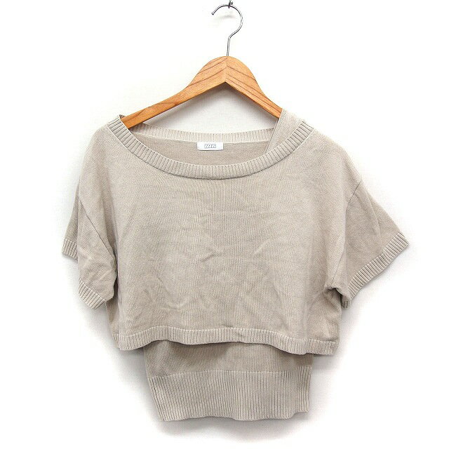 【中古】ローリーズファーム LOWRYS FARM アンサンブル ニット 2点セット ワンショルダー 半袖 無地 F ベージュ /FT35 レディース 【ベクトル 古着】 240217