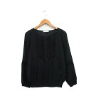 【中古】ローリーズファーム LOWRYS FARM シャツ ブラウス 長袖 ギャザー レース コットン L ブラック 黒 /KT12 レディース 【ベクトル 古着】 240314(4)