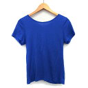 【中古】プラステ PLST Tシャツ カットソー 無地 シンプル バッククロス 半袖 丸首 バックVネック 綿混 2 パープル 紫 /HT26 レディース 【ベクトル 古着】 240329
