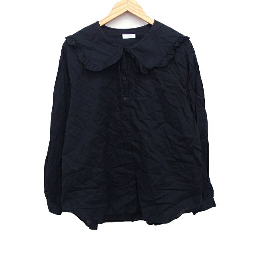 【中古】ローリーズファーム LOWRYS FARM ブラウス シャツ 無地 フリルカラー リボン紐 長袖 麻混 綿混 F ブラック 黒 /HT20 レディース 【ベクトル 古着】 240404 【中古】ローリーズファーム LOWRYS FARM ブラウス シャツ 無地 フリルカラー リボン紐 長袖 麻混 綿混 F ブラック 黒 /HT20 レディース 【ベクトル 古着】 240404