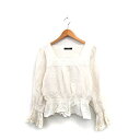 【中古】ダブルクローゼット w closet ブラウス シャツ 長袖 スクエアネック レース コットン アイボリー 白 /KT9 レディース 【ベクトル 古着】 240404(4)