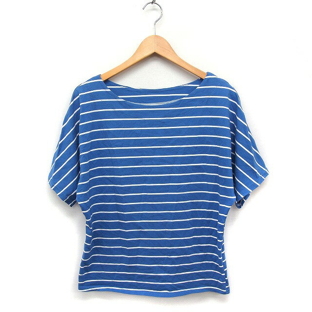 【中古】アムールボックス AMOUR BOX ボーダー カットソー Tシャツ 半袖 ボートネック M ブルー 青 /FT29 レディース 【ベクトル 古着】 240420