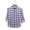 【中古】CLOSET CLASSICS チェック ボタンダウン シャツ カジュアル 七分袖 コットン 綿 M ホワイト 白 /FT41 メンズ 【ベクトル 古着】 240426