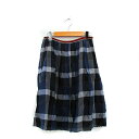 【中古】イネド INED フレア スカート 膝丈 チェック 9 ブルー 青 /KT16 レディース 【ベクトル 古着】 240516(4)
