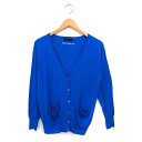 【中古】ジーナシス JEANASIS カーディガン ニット リブ プランジングネック コットン混 ハイゲージ 長袖 F 青 ブルー /NT4 レディース 【ベクトル 古着】 240523