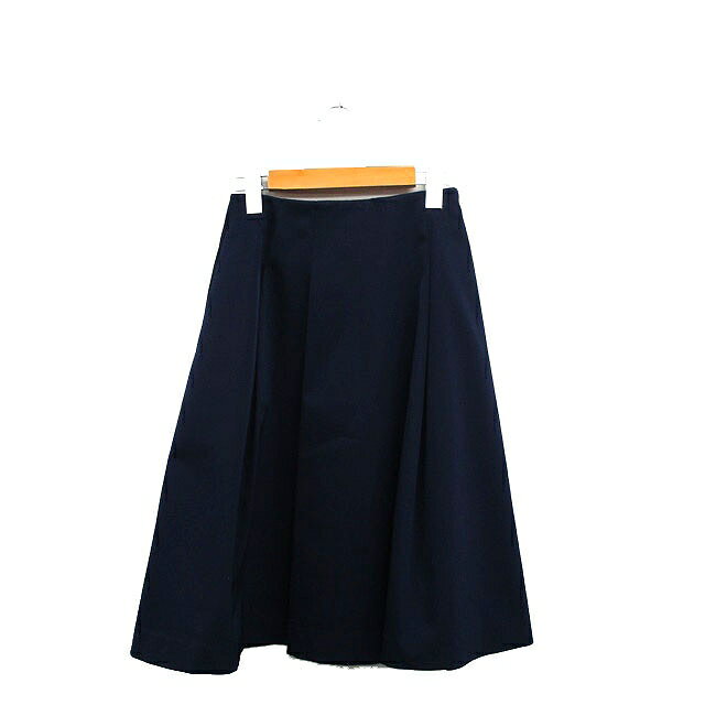 【中古】ストロベリーフィールズ STRAWBERRY-FIELDS イチエ ICHIE フレア スカート 膝丈 シンプル 36 ネイビー 紺 /KT27 レディース 【ベクトル 古着】 240527
