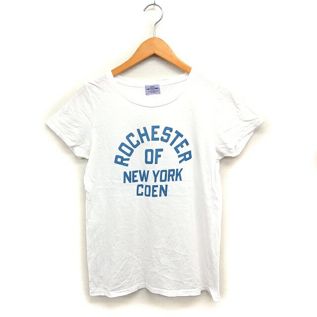 【中古】コーエン coen プリント Tシャツ カットソー 丸首 半袖 コットン 綿 L ホワイト 白 /FT20 レディース 【ベクトル 古着】 240531