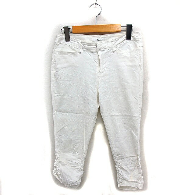 【中古】アンドバイピー&ディー ピンキー&ダイアン & by P&D クロップド パンツ サブリナ パンツ ギャザー 無地 コットン 綿 36 ホワイト 白 /FT44 レディース 【ベクトル 古着】 240606
