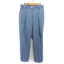 【中古】レディラックルカ LADY LUCK LUCA センタープレス パンツ テーパード シンプル タック 綿混 麻混 38 ネイビー 紺 /HT28 レディ...