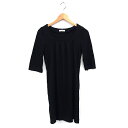 【中古】プロポーション ボディドレッシング PROPORTION BODY DRESSING ワンピース Iライン ひざ丈 タック シンプル 七分袖 2 黒 ブラック /NT4 レディース 【ベクトル 古着】 240612(4)