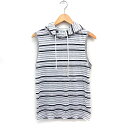 【中古】ヴォーギッシュ VOGUISH フード付き Tシャツ カットソー ノースリーブ ボーダー パーカー M グレー 灰 /FT3 レディース 【ベクトル 古着】 240608