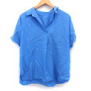 【中古】グローバルワーク GLOBAL WORK カットソー ブラウス シンプル タック 五分袖 スキッパー 綿混 M ブルーパープル 青紫 /HT12 レディース 【ベクトル 古着】 240619(4)