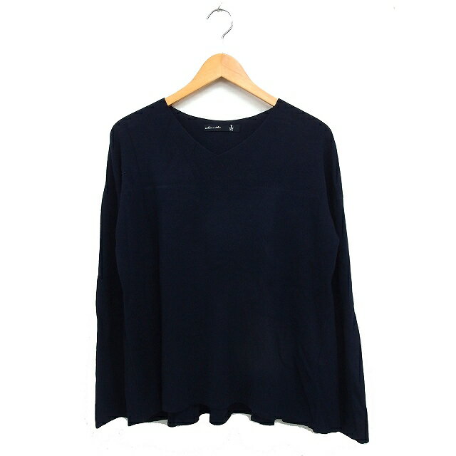 【中古】アズノウアズ ドゥバズ as know as de base Vネック ニット セーター 長袖 無地 ※ ネイビー 紺..