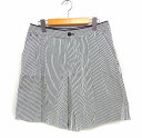 【中古】アンタイトル UNTITLED Dessin ストライプ タック キュロット パンツ コットン 綿 3 ネイビー 紺 オフホワイト 白 /FT26 レデ...