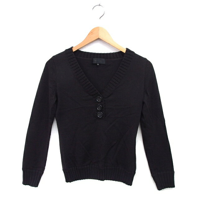 【中古】アンタイトル UNTITLED ニット セーター ウール Vネック リブ ハイゲージ シンプル 長袖 2 ダークブラウン /NT12 レディース 【ベクトル 古着】 240808