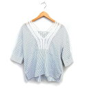 【中古】ロペピクニック ROPE Picnic ブラウス レース プランジングネック スリット ロングテール ストライプ 七分袖 38 白 ホワイト /NT27 レディース 【ベクトル 古着】 240711