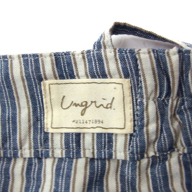 【中古】アングリッド UNGRID ストライプ オーバーオール サロペットパンツ 麻混 コットン 綿 F ブルー 青 /FT29 レディース 【ベクトル 古着】 240712