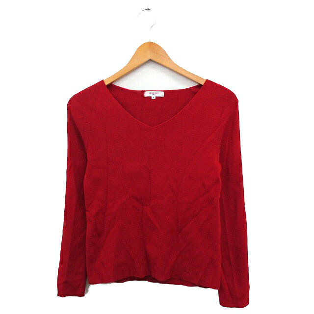 【中古】ナチュラルビューティーベーシック NATURAL BEAUTY BASIC ニット セーター 長袖 Vネック シンプル M レッド 赤 /KT21 レディース 【ベクトル 古着】 240803